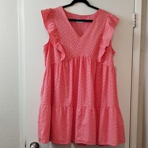 Time and Tru Peach Eyelet Embroidery Sleeveless Dress Size XXL ( 20 ) nwt